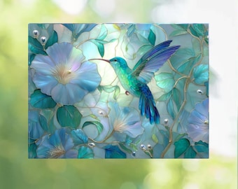 Adesivo per finestre con colibrì effetto vetrata, 2 modelli