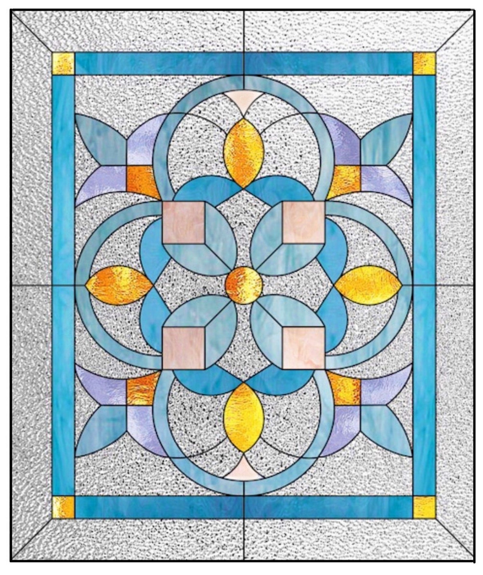 Blue Art Deco WINDOW CLING Stained Glass Color Suncatcher Etsy