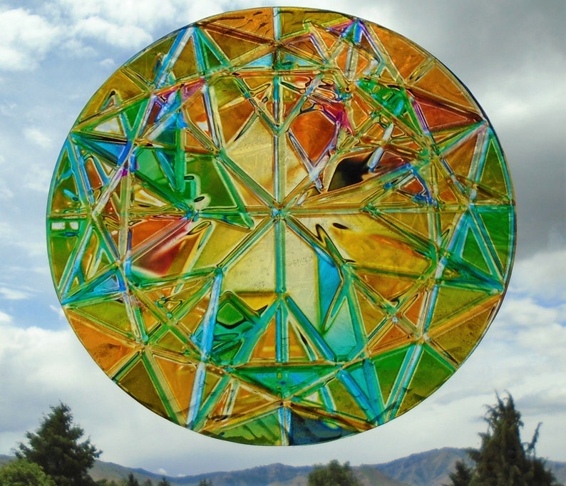 Art Deco WINDOW CLING Stained Glass Color Round Geometric Etsy