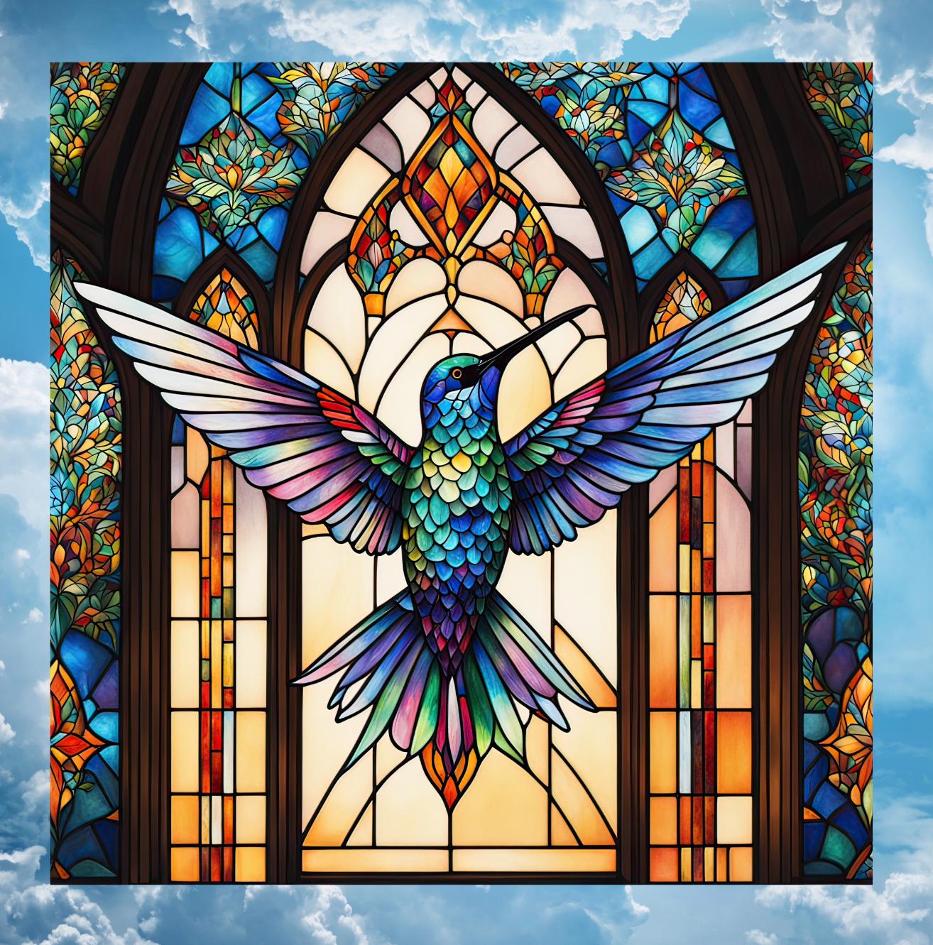 Hummingbird Faux Stained-glass WINDOW CLING - Etsy