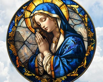 Virgin Mary Faux Stained-Glass WINDOW CLING Glassy Deluxe, 2-Sided