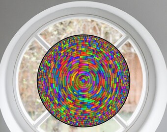 Rainbow WINDOW CLING ~ Suncatcher ~ Mandala ~ Colorful Window Art ~ Size 8"  Thick Glassy Deluxe Vinyl