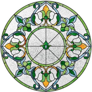 Sticker pour vitres mandala vert faux vitrail attrape-soleil rond 20 cm 8 po. vinyle repositionnable image 3