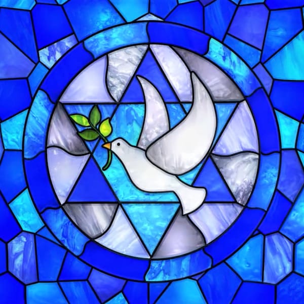 Peace Dove WINDOW CLING ~ Faux Stained Glass ~ Star ~ Suncatcher ~ 2 Sizes ~  with Glassy Deluxe Vinyl