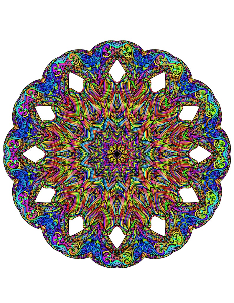 Line Art Mandala Window Cling Stained Glass Color Etsy