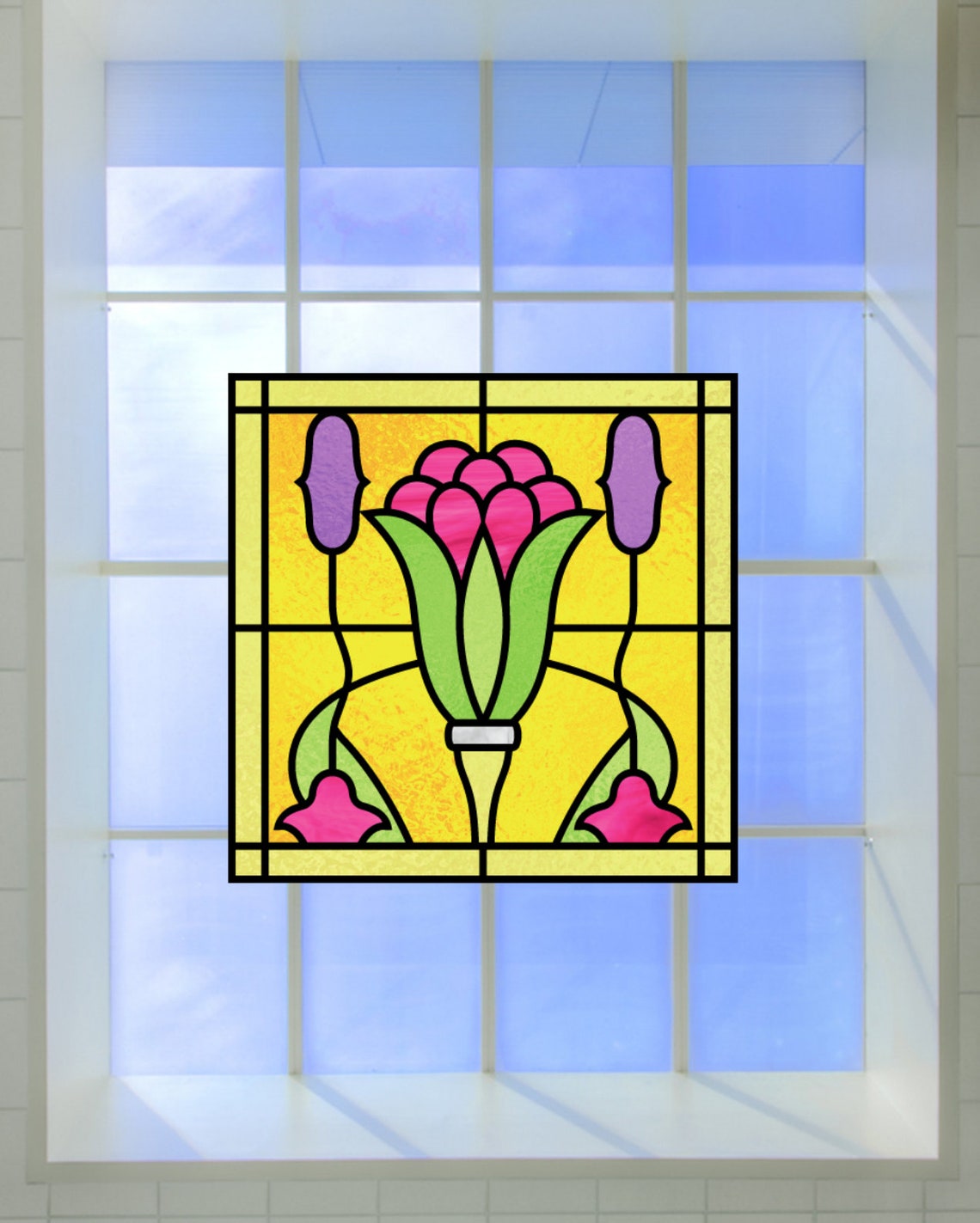 Art Deco WINDOW CLING Stained Glass Color Suncatcher Etsy
