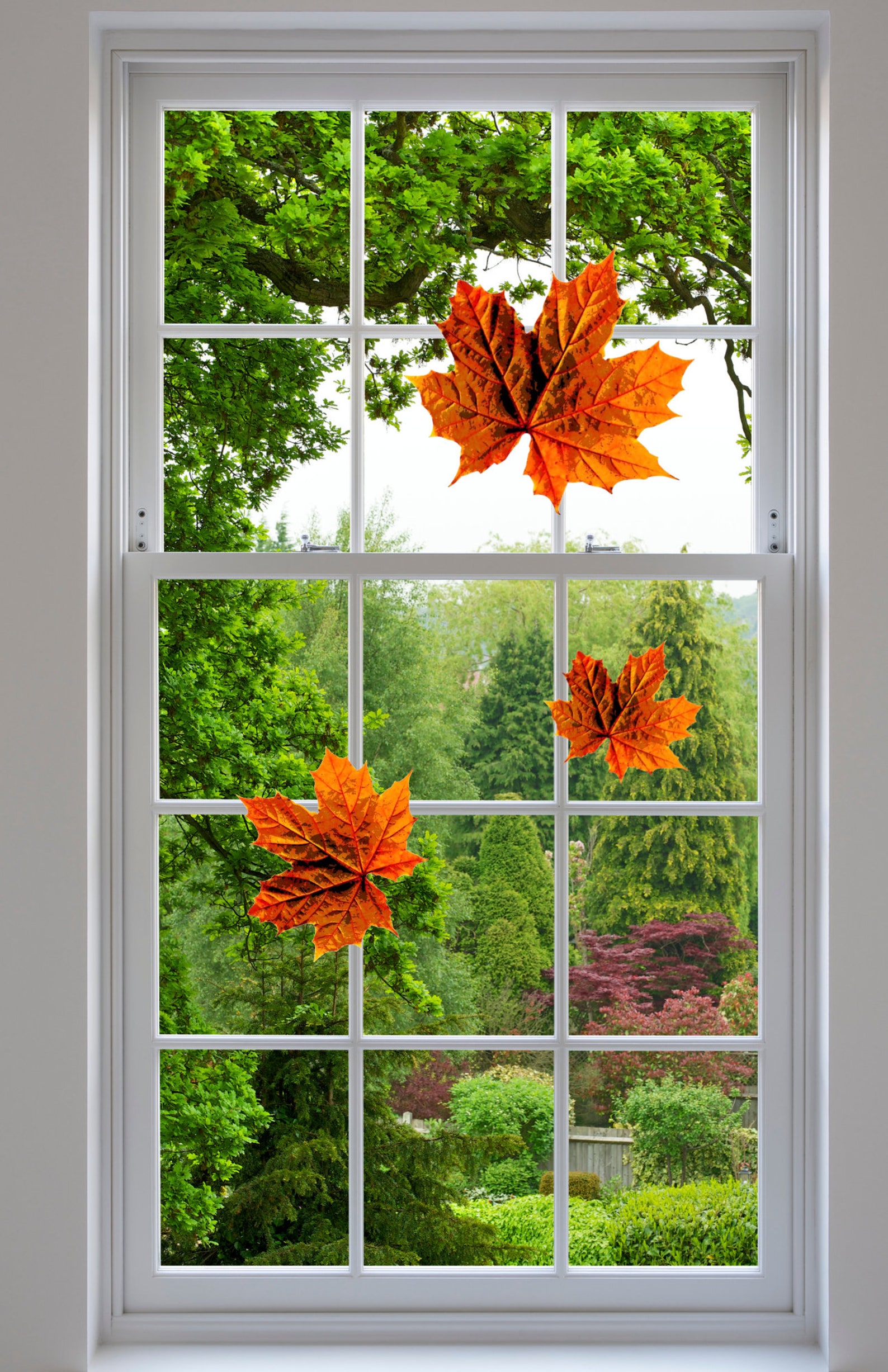 Leaf WINDOW CLINGS Autumn Maple Leaves Suncatcher Etsy