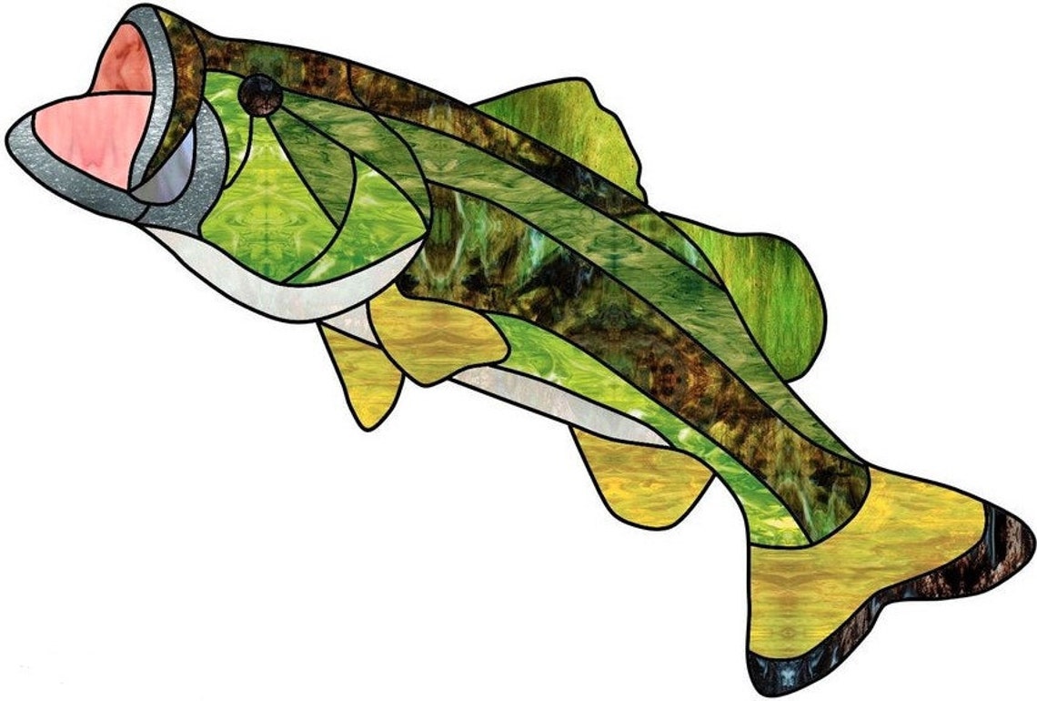 Faux Stained Glass Bass FISH WINDOW CLING Largemouth Bass Etsy