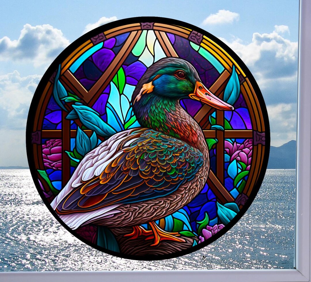 Mallard Duck Faux Stained-glass WINDOW CLING Glossy, Translucent ...