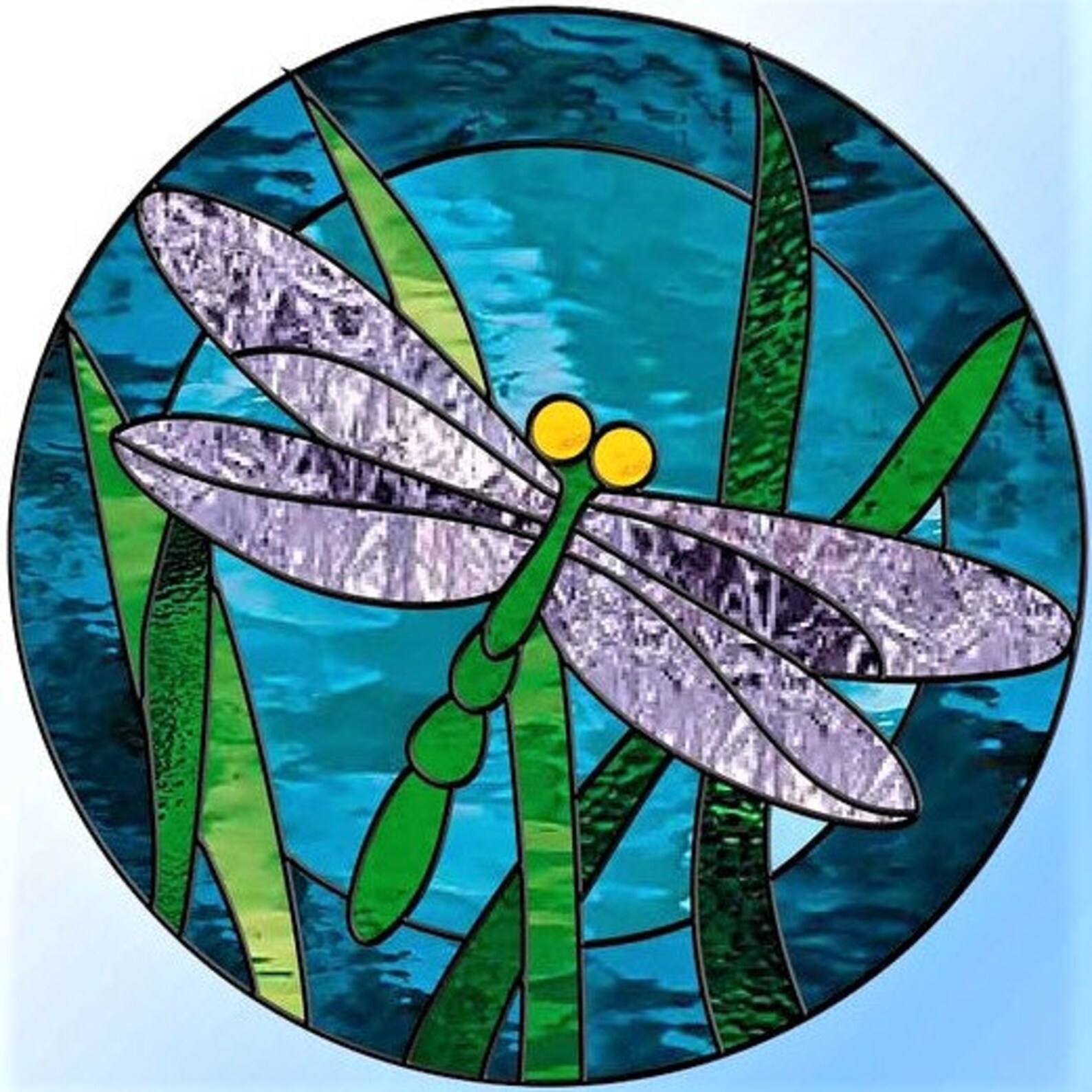 Faux Stained Glass Dragonfly WINDOW CLING Suncatcher Round Etsy