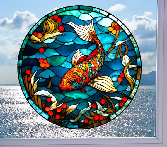 Glass cutting board faux stained glass fish / glass art