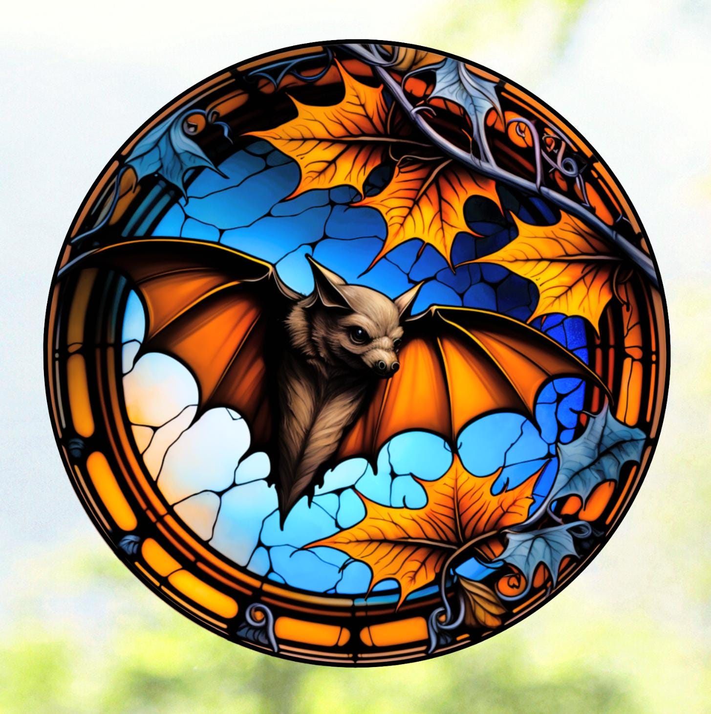 Moonlight Window Bat Bat Faux Stained-glass WINDOW CLING - Etsy