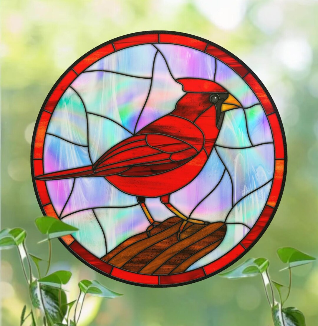 Cardinal Faux Stained-glass WINDOW CLING - Etsy