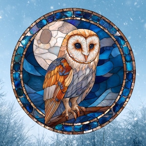 Kerkuil namaak glas-in-loodraam New Glassy Deluxe vinyl Suncatcher