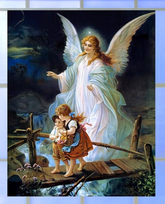 【値下げ】ANGEL BOX: Angel Sanctuary Guardian Angel Deluxe WINDOW CLING ~ Angel & Children