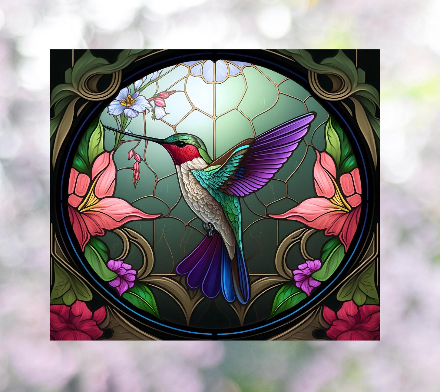 Hummingbird Faux Stained-glass WINDOW CLING - Etsy