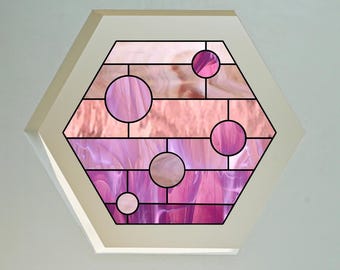 Adhésif hexagonal pour fenêtre, effet vitrail, brillant, translucide, recto-verso