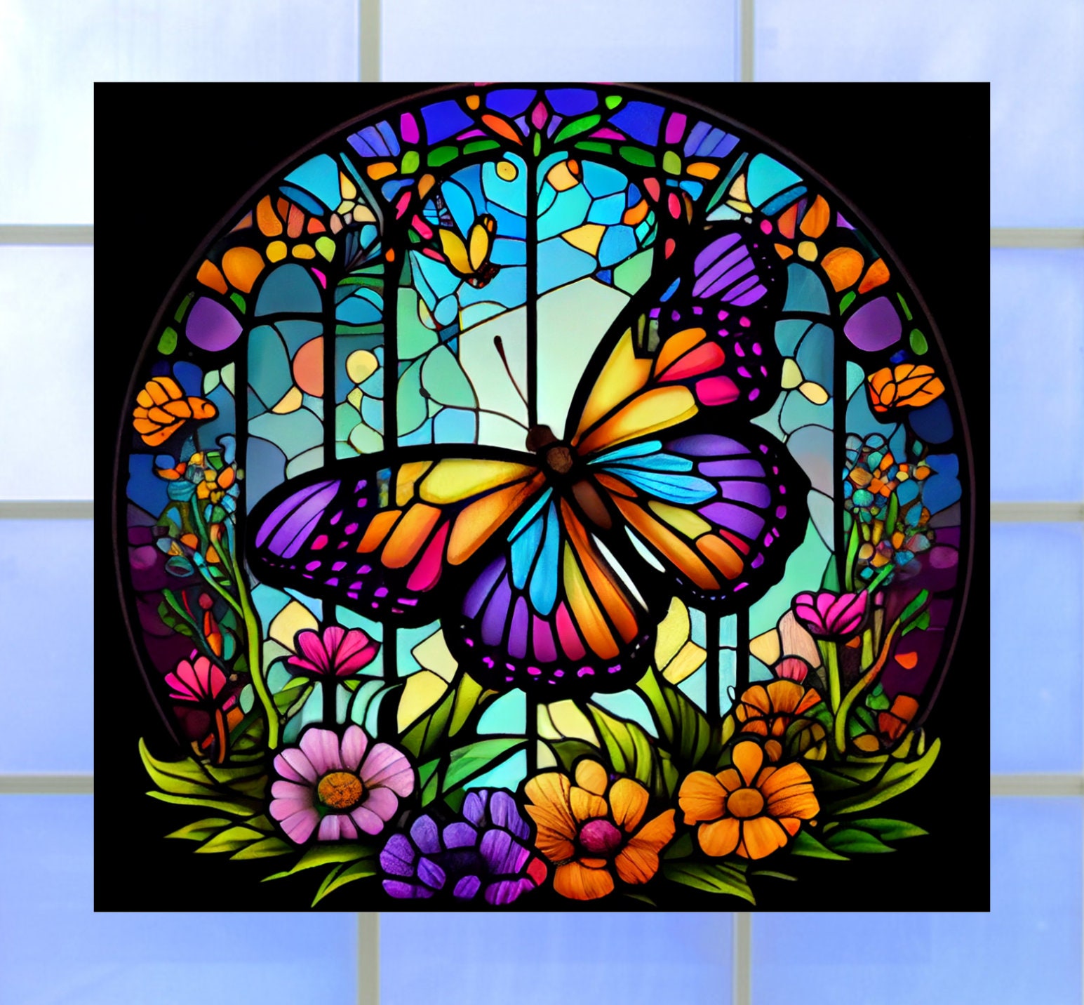Buy Heart WINDOW CLING Faux Stained Glass Round Suncatcher Size 8  Repositionable Vinyl Online in India 