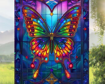 ステンドグラス　蝶 Rainbow Butterfly Faux Stained-Glass WINDOW CLING Glassy Deluxe, 2