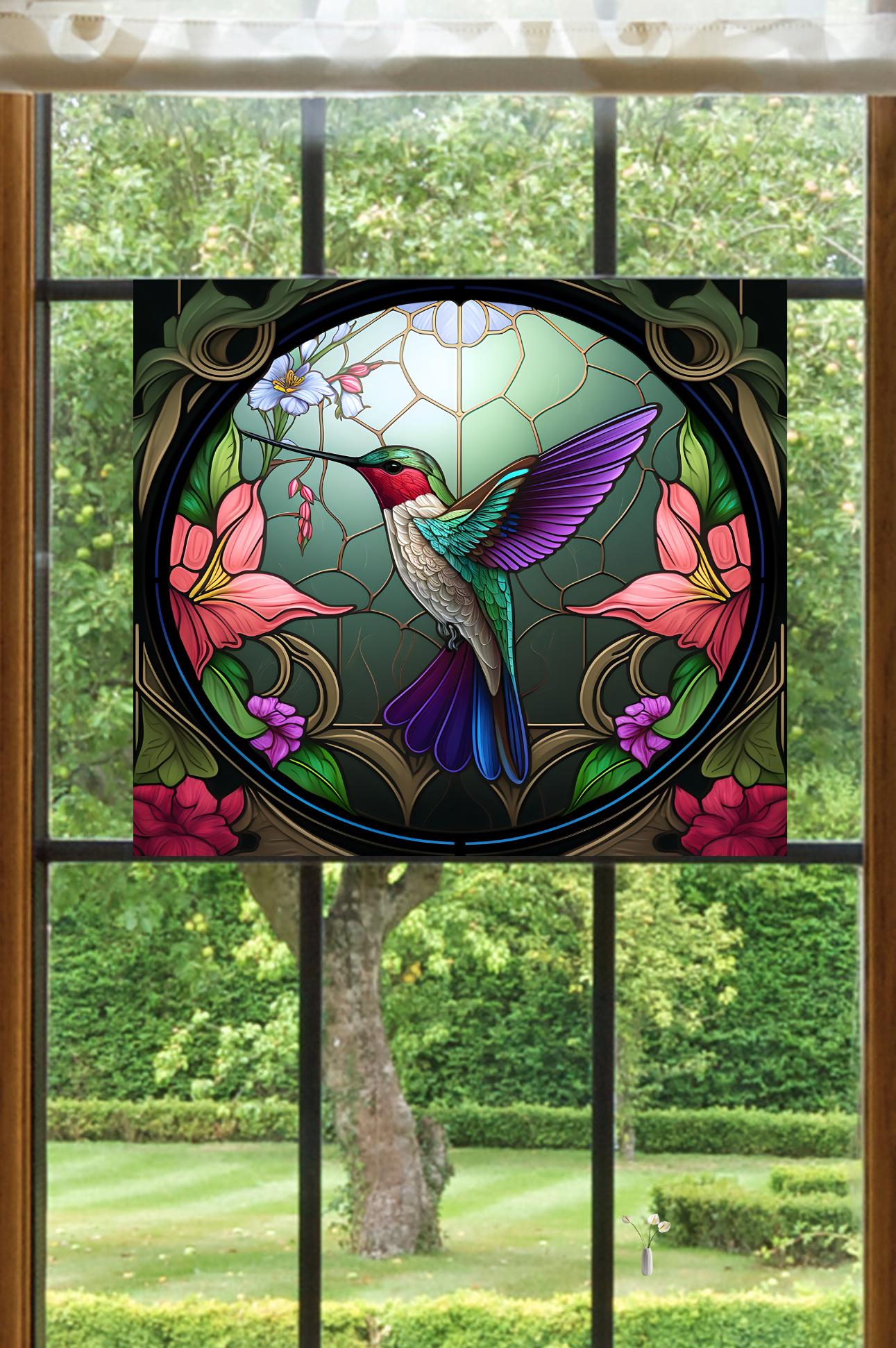 Hummingbird Faux Stained-glass WINDOW CLING - Etsy