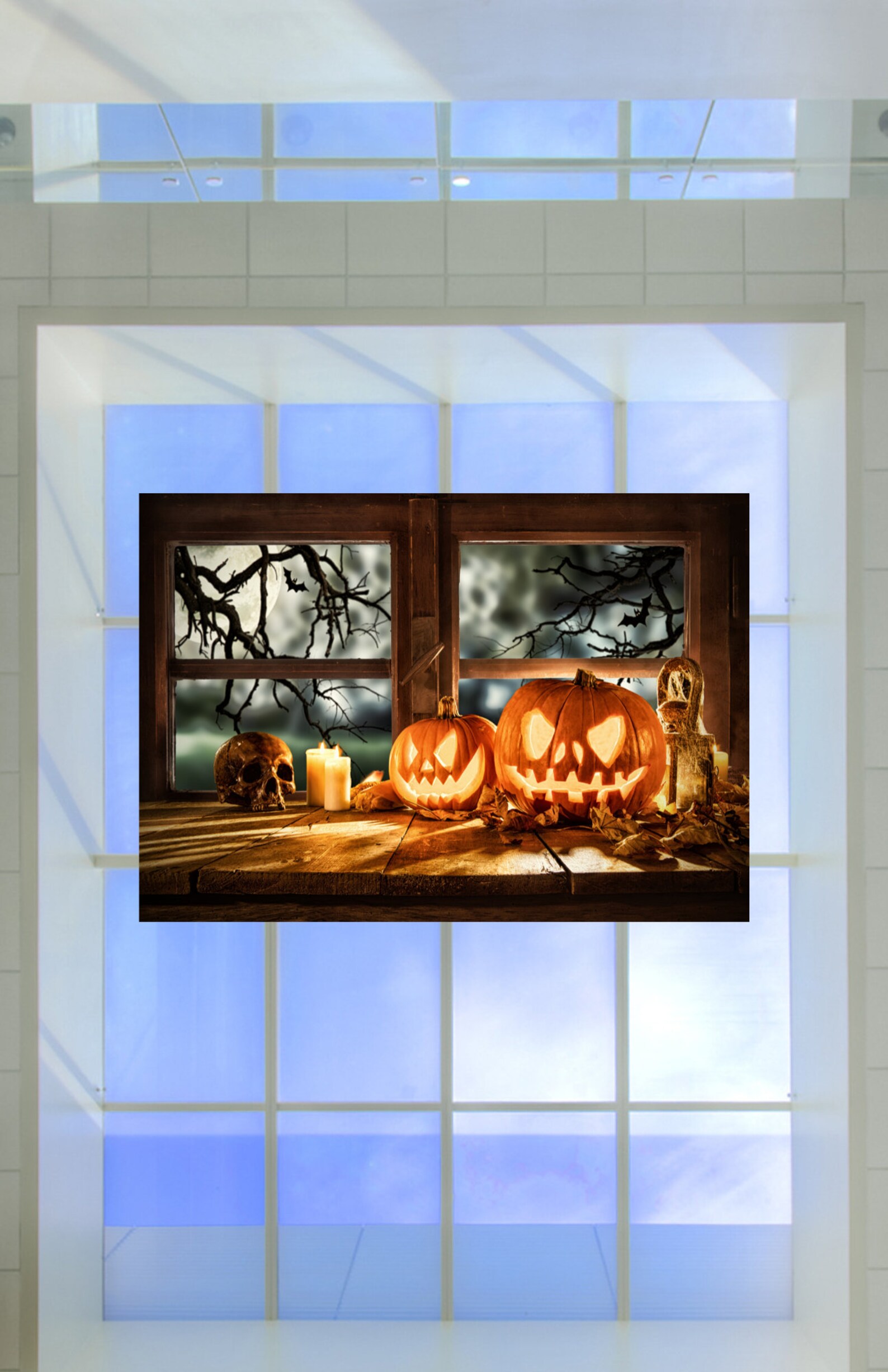 JackO'Lantern Pumpkin WINDOW CLING Stained Glass Color Etsy