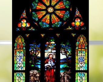 Catechesis of the Good Shepherd WINDOW CLING ~ Jesus ~ Tiffany Stained Glass Style ~ Size 10.6"or 15.3" Repositionable Vinyl