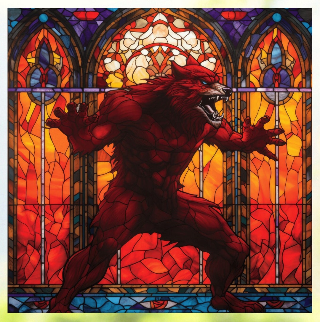 Werewolf Faux Stainedglass WINDOW CLING 2 Designs Size 8 Thick Glossy