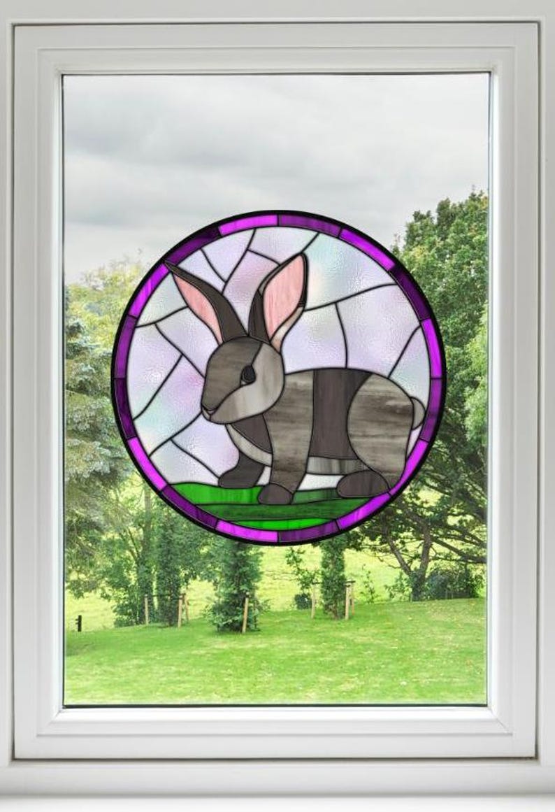 Bunny Rabbit Faux Stained-glass WINDOW CLING Glossy, Translucent ...