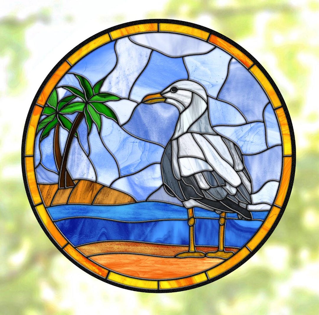 Autocollant Mural Repositionnable « Vue Sur L’océan Et Mouettes » – 3 Pieds (environ 91 Cm) – Décoration Murale Facile à Poser
