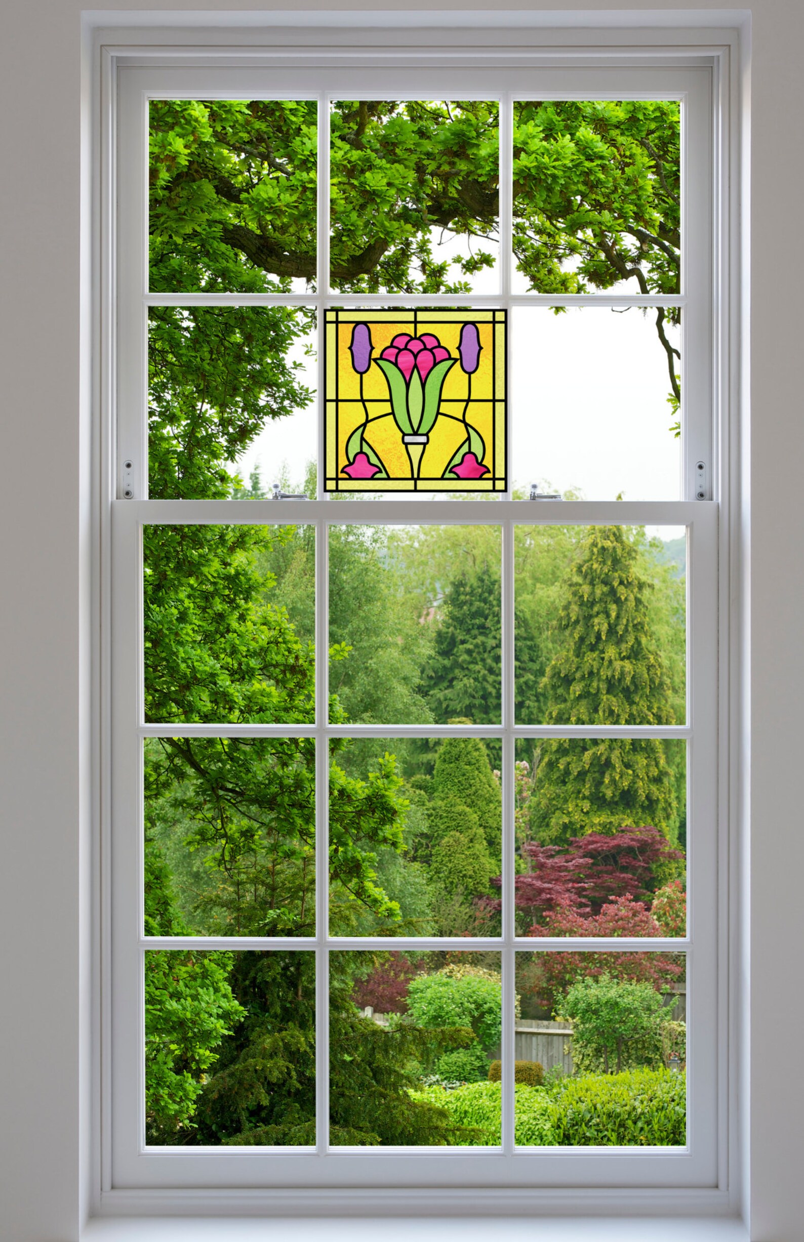 Art Deco WINDOW CLING Stained Glass Color Suncatcher Etsy