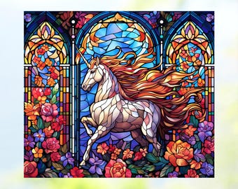 Unicorn Faux Stained-Glass WINDOW CLING