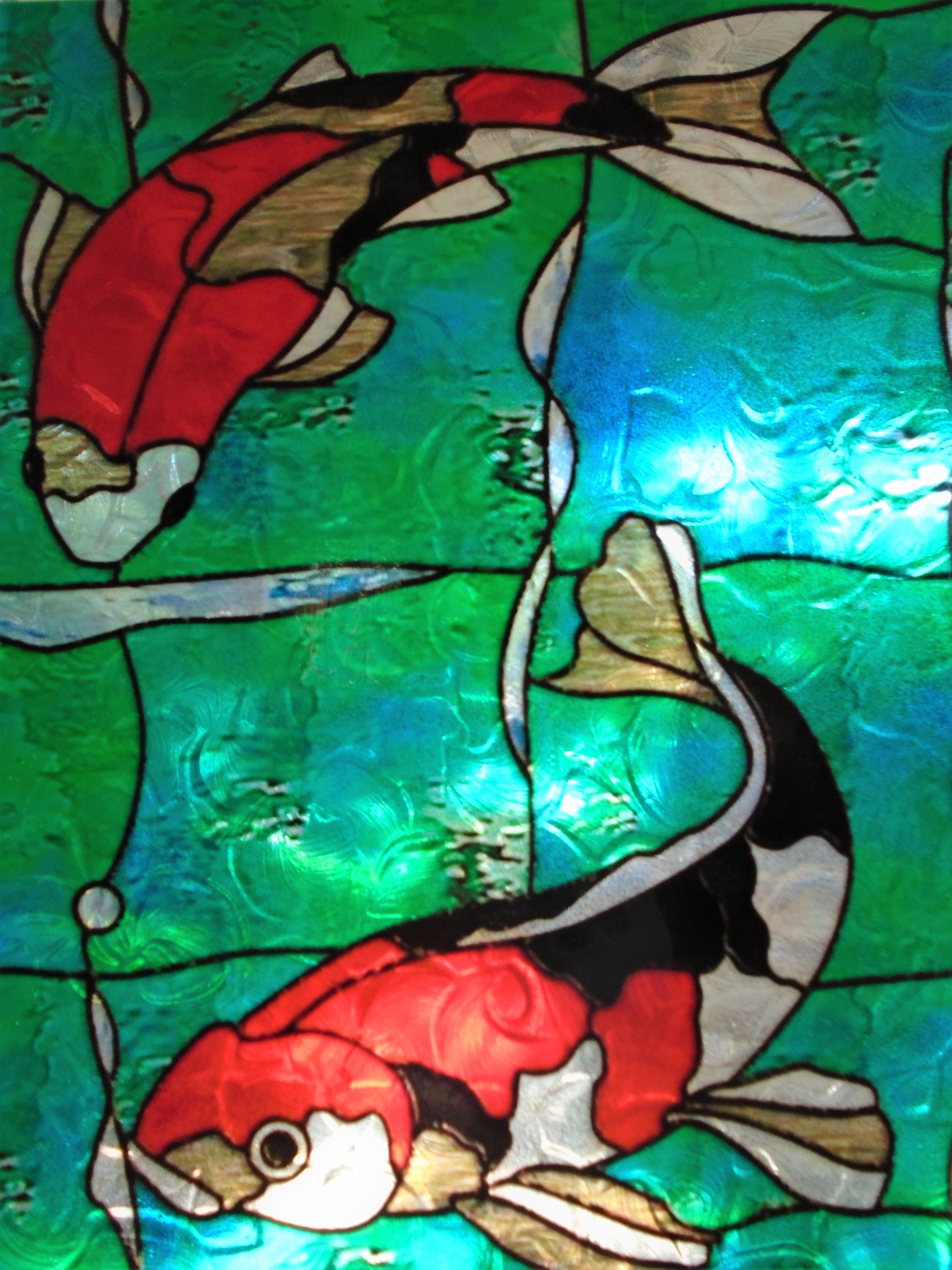 KOI Faux Stained Glass Koi Fish WINDOW CLING Suncatcher Etsy