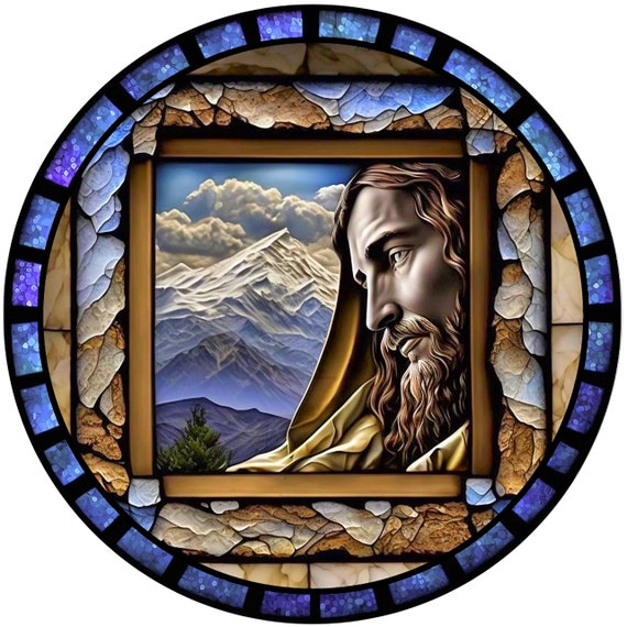 Jesus WINDOW CLING Faux Vitrail Religieux Suncatcher Taille 8 Rond Vinyle  repositionnable -  France