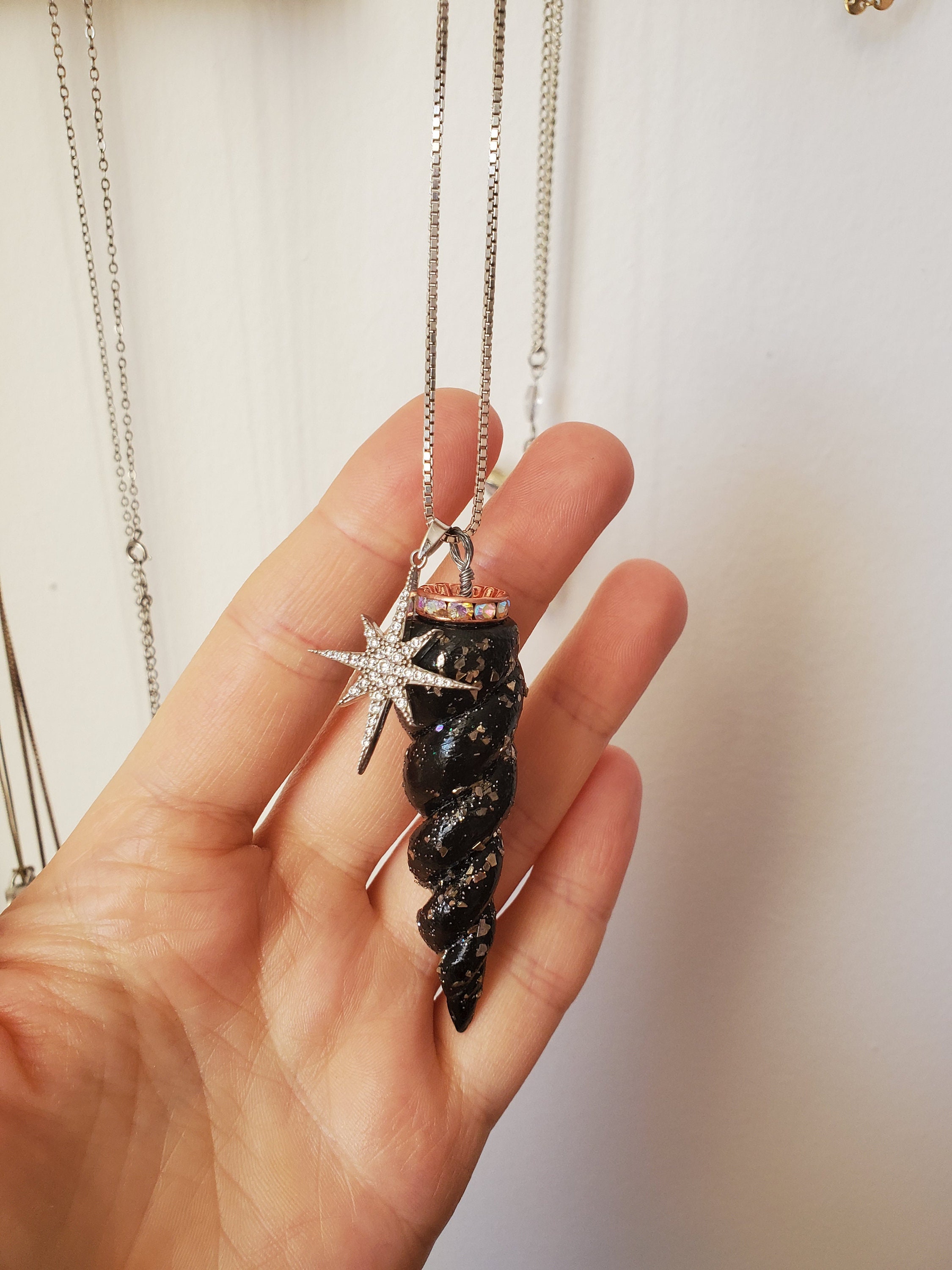 Handmade Unicorn Horn Necklace Majestic Black Etsy