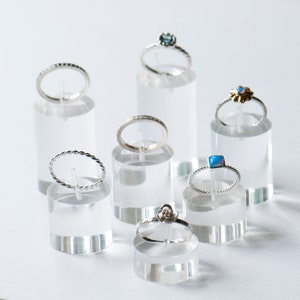 Set of Seven Round Perspex Ring Holders, Retail Ring Display Stands, Clear Ring Stands, Craft Show Display Rings, Retail Jewellery Display