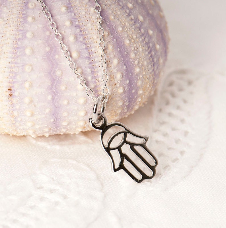 Hamsa Hand Necklace Sterling Silver Yoga Necklace Hamsa Etsy UK