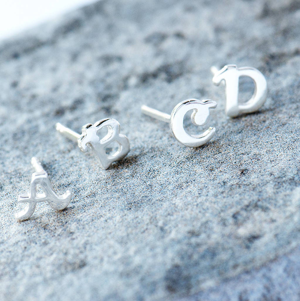 925 Sterling Silver Post Hypoallergenic CZ Alphabet Letter Earrings Fashion Jewelry Gift for Women Girls KissYan Heart Initial Stud Earrings 