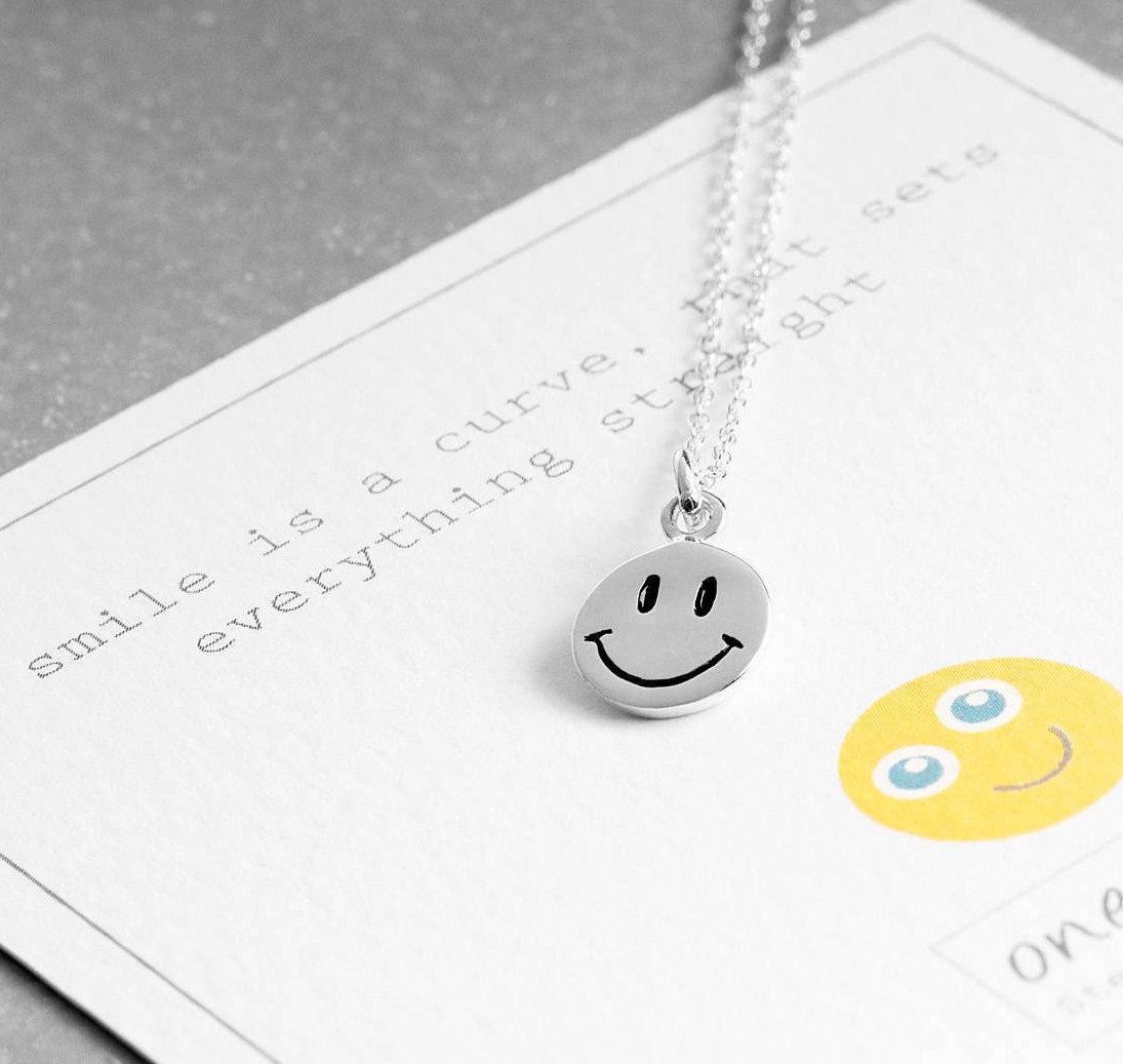 Buy Emoji Silver Necklace Smiley Face Necklace Happy Face