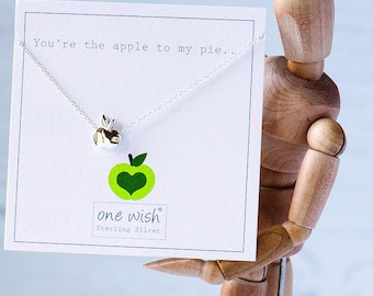 Apple Necklace, Silver Apple Necklace, Silver Love Gift, Apple Jewellery, Apple Jewelry, Sterling Silver Apple,Cute Gift For Her,Valentine's