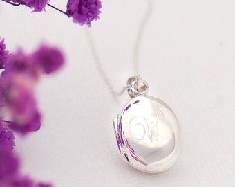 Oval Locket Sterling Silver, Little Locket, Dainty Silver Locket, Bridesmaid Gift, Anniversary Gift, Initial Locket, Personalised Necklace