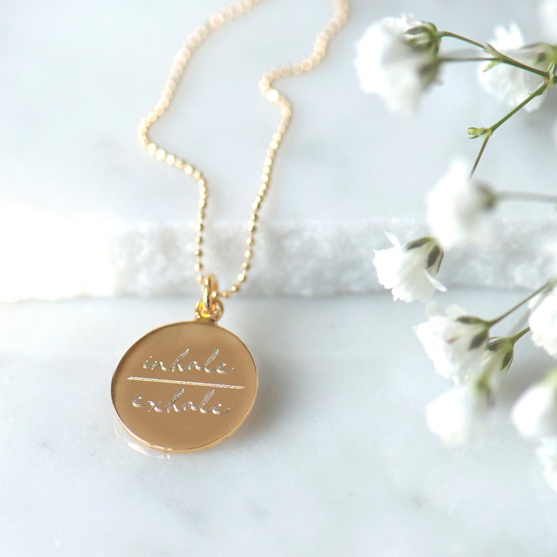 Inhale Exhale Necklace, Yoga Necklace, Meditation Jewellery, Yoga Lover Gift, Mindful Pendant, Meaningful Necklace, Mental Health Gift, Loss image 5