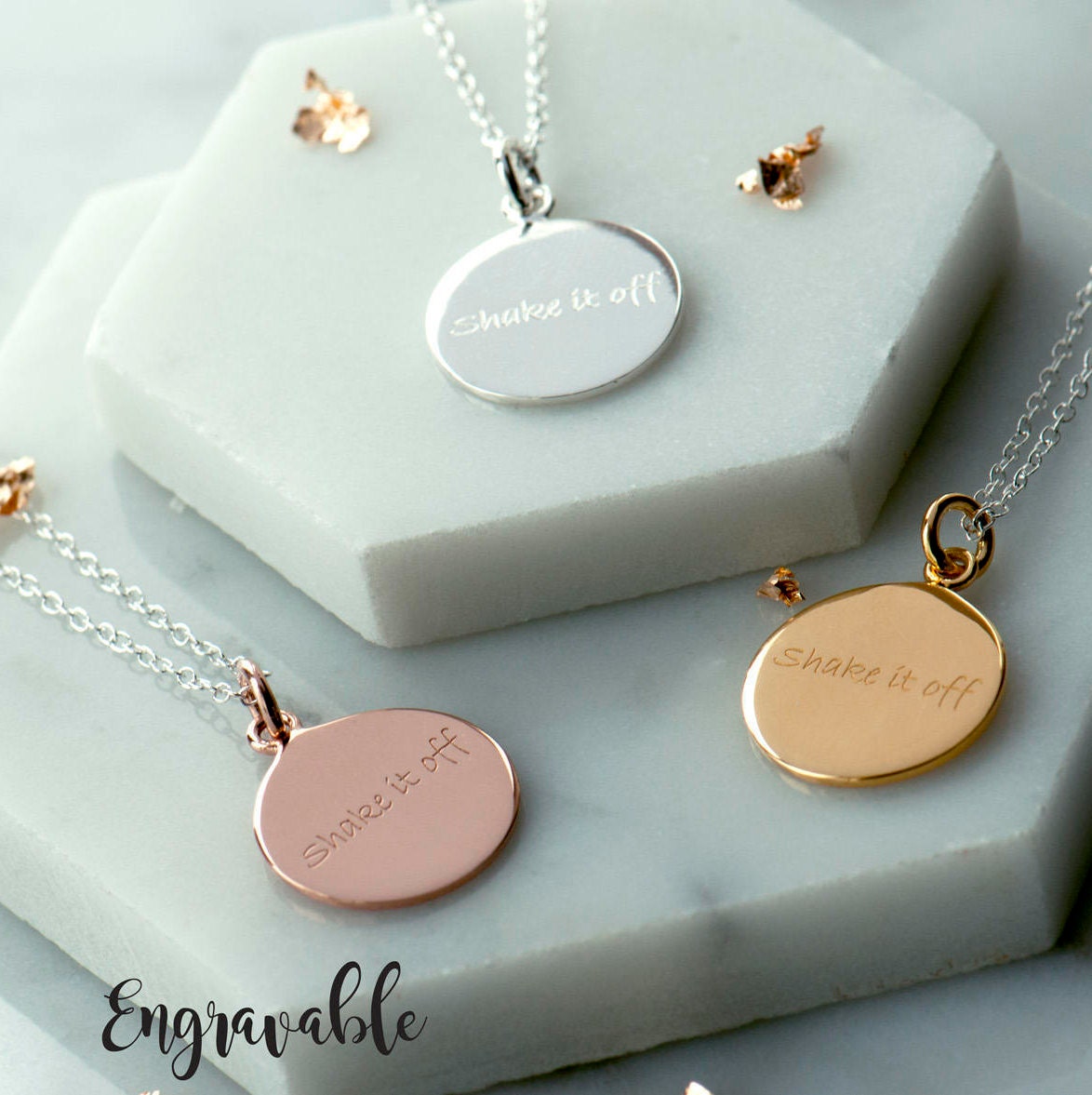 Shake It Off Quote Necklace Engraved Silver Necklace Taylor