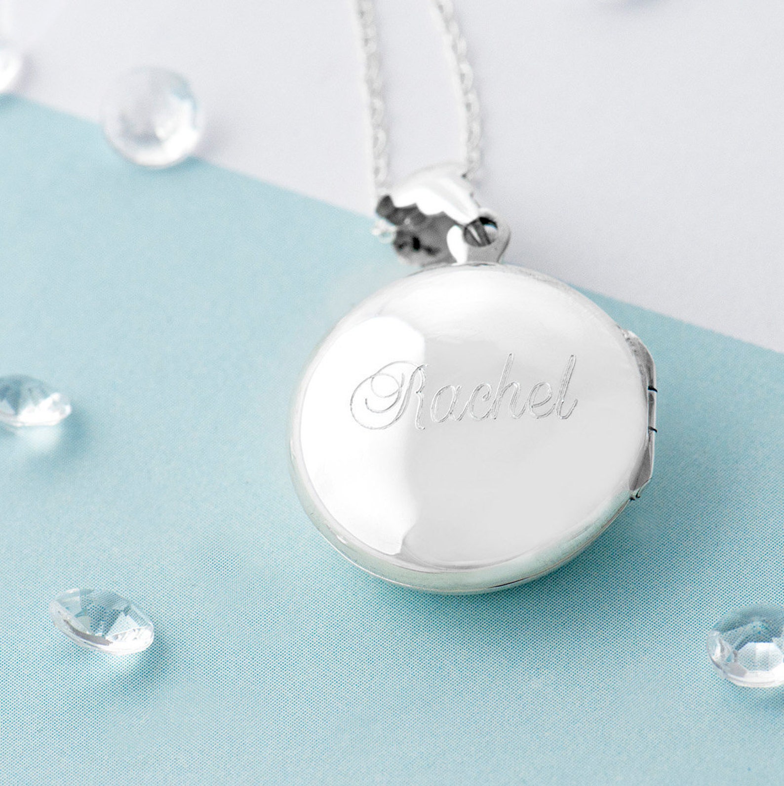 Name Locket Silver Personalised Silver Locket Round Locket Etsy