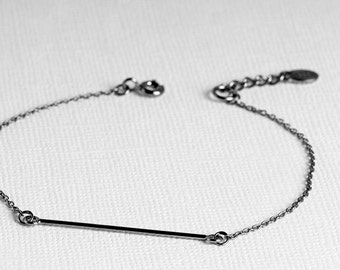 Simple Sterling Silver Bar Bracelet, Silver Dainty Bar Bracelet, Delicate Silver Minimalist Bar Bracelet,Contemporary Design Silver Bracelet