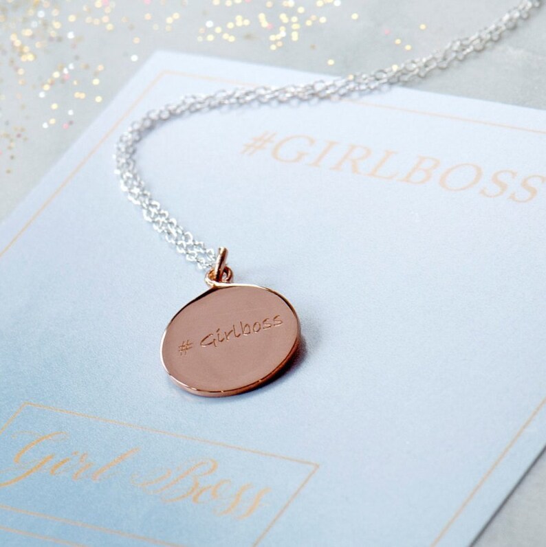 Girlboss Necklace Girl boss Jewelry Girl Boss Gift Engraved Etsy