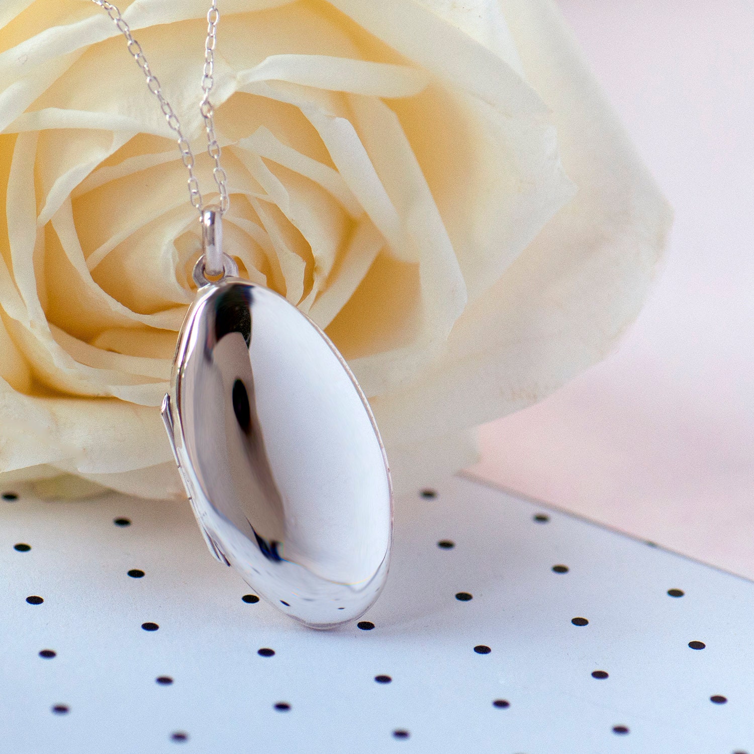 Large Sterling Silver Photo Locket Oval 