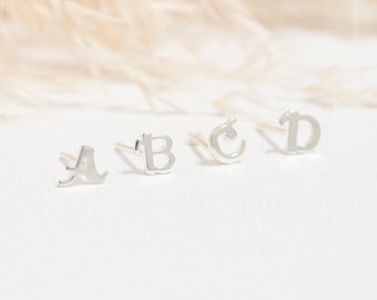 Initial Stud Earrings, Sterling Silver Letter Earrings, Alphabet Studs, Pair of Silver Letter Studs, Personalised Gift, Birthday Gift, Pair