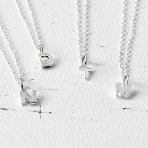 Cute Alphabet Initial Sterling Silver Letter Necklace, Gift For Her, Initial Charm Jewellery, Letter Jewelry in Silver, My Initial Necklace image 4