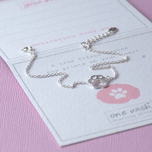 Bracelet empreinte de patte, pendentif empreinte de patte en argent sterling, bijoux pour amoureux de chien chat, collier commémoratif pour animal de compagnie, cadeau pour amoureux des animaux, bijoux pour animal de compagnie, patte image 2