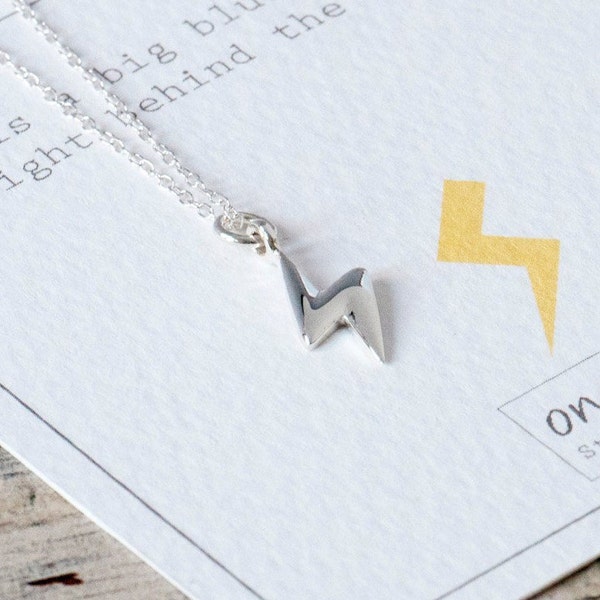 Sterling Silver Lightning Bolt Necklace, Lightning Bolt Jewellery, Lightning Jewelry, Storm Necklace, Inspiration Necklace, Weather Jewelry